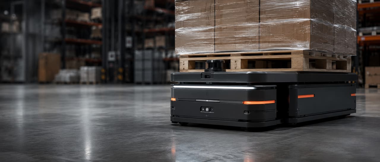 AMR con pallet in magazzino