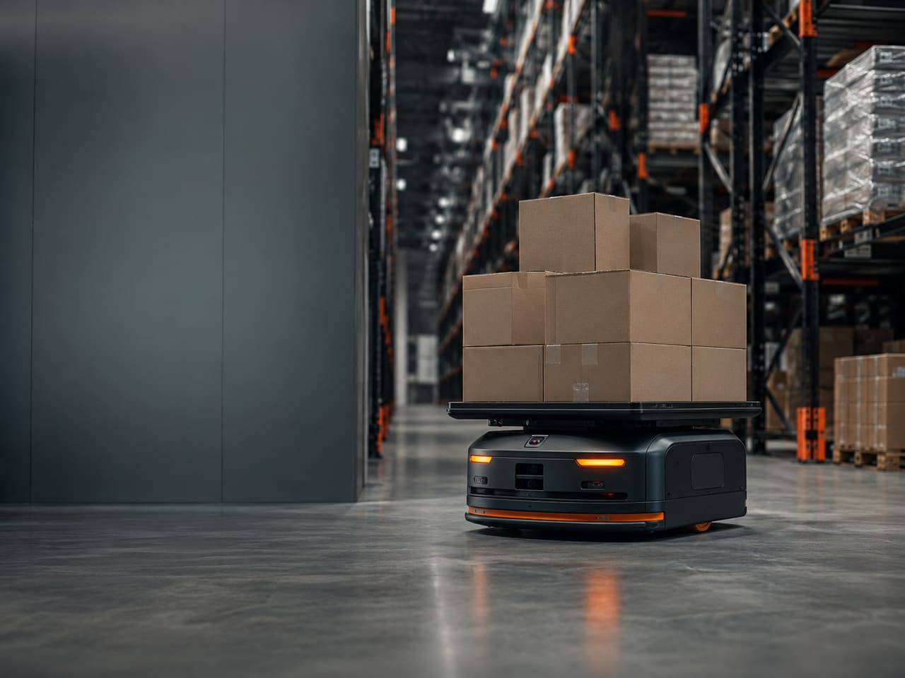 Robot mobile autonomo per la movimentazione merci in un magazzino